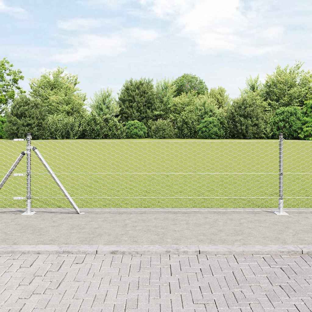 Poste para valla Vidaxl plateado 25 x 0,5 m (malla de 36 mm) acero