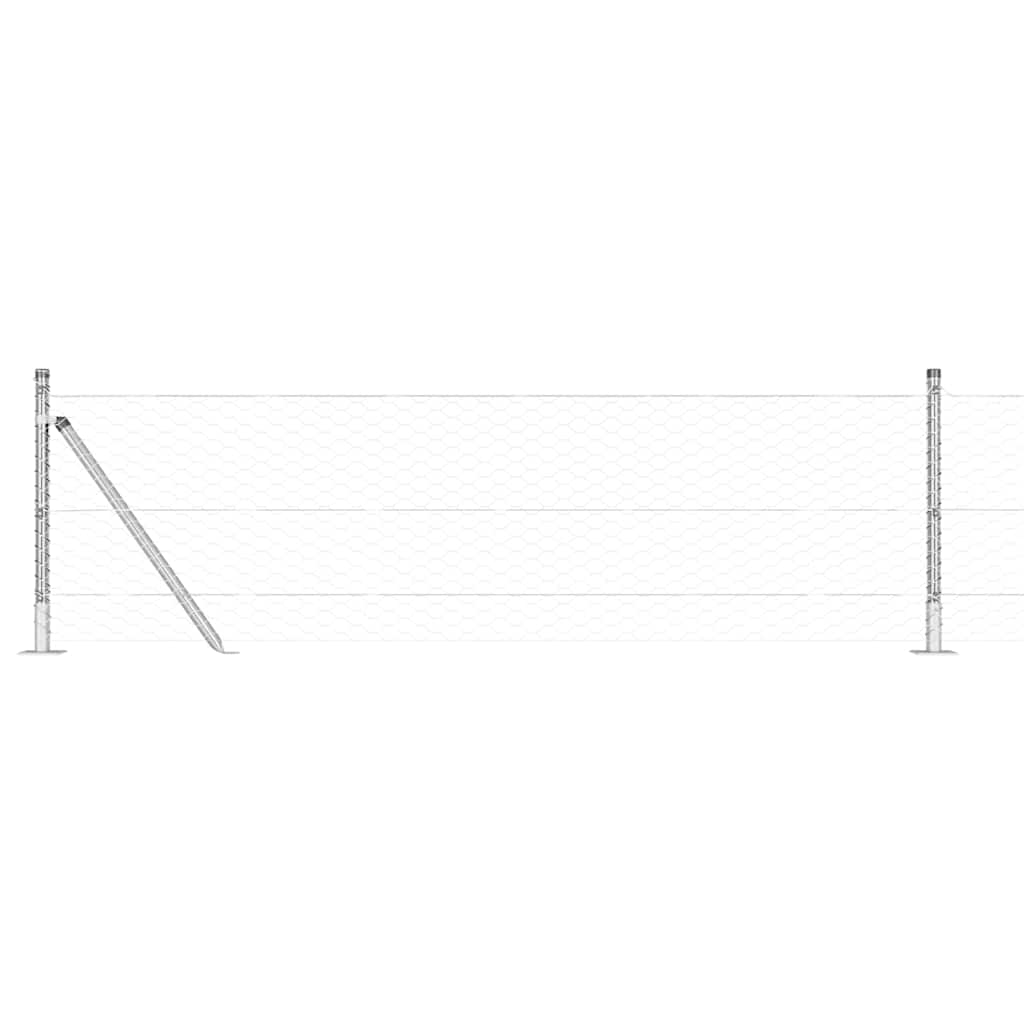 Poste para valla Vidaxl plateado 25 x 0,5 m (malla de 36 mm) acero