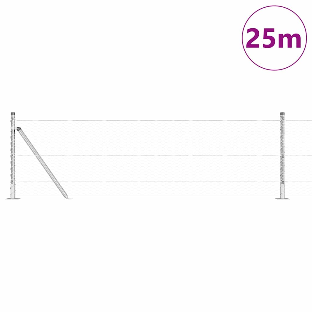 Poste para valla Vidaxl plateado 25 x 0,6 m (malla de 25 mm) acero