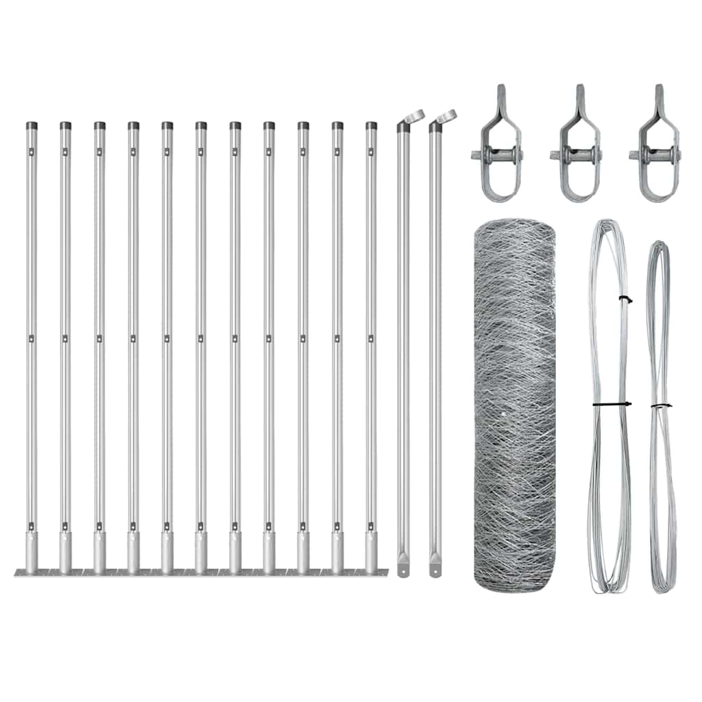 Poste para valla Vidaxl plateado 25 x 0,6 m (malla de 36 mm) acero
