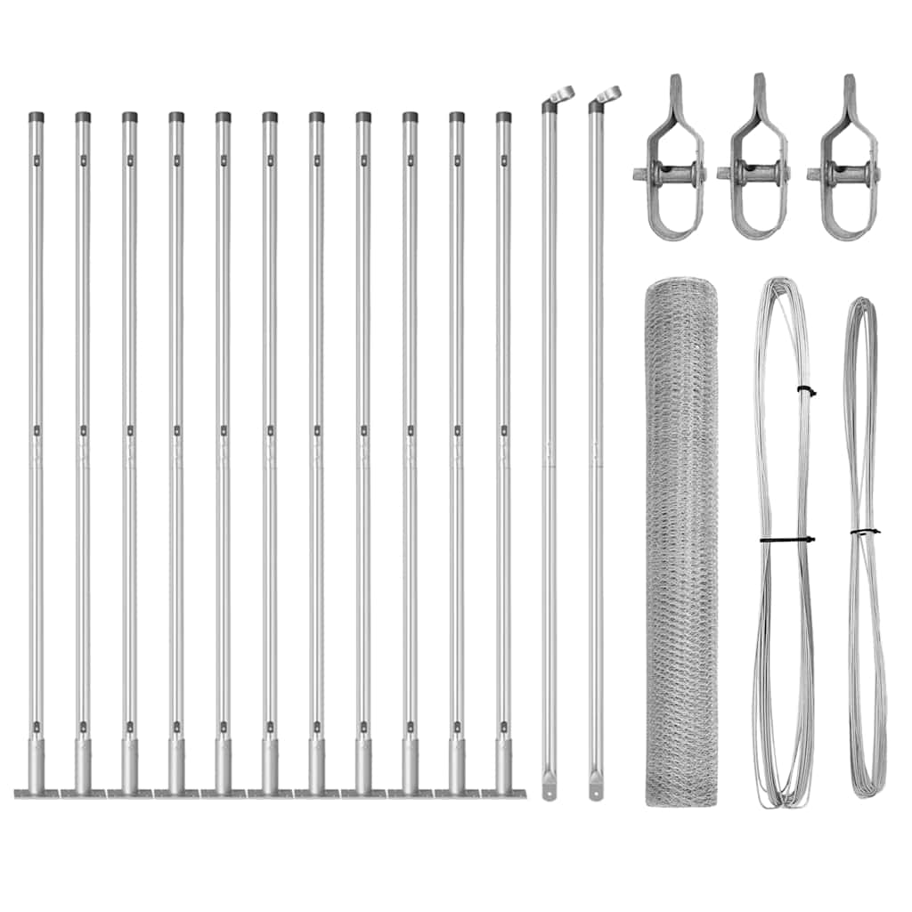 Poste para valla Vidaxl plateado 25 x 0,8 m (malla 13 mm) acero