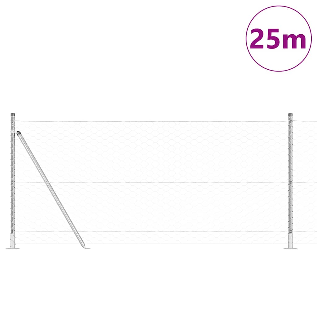Poste para valla Vidaxl plateado 25 x 1 m (malla 50 mm) acero