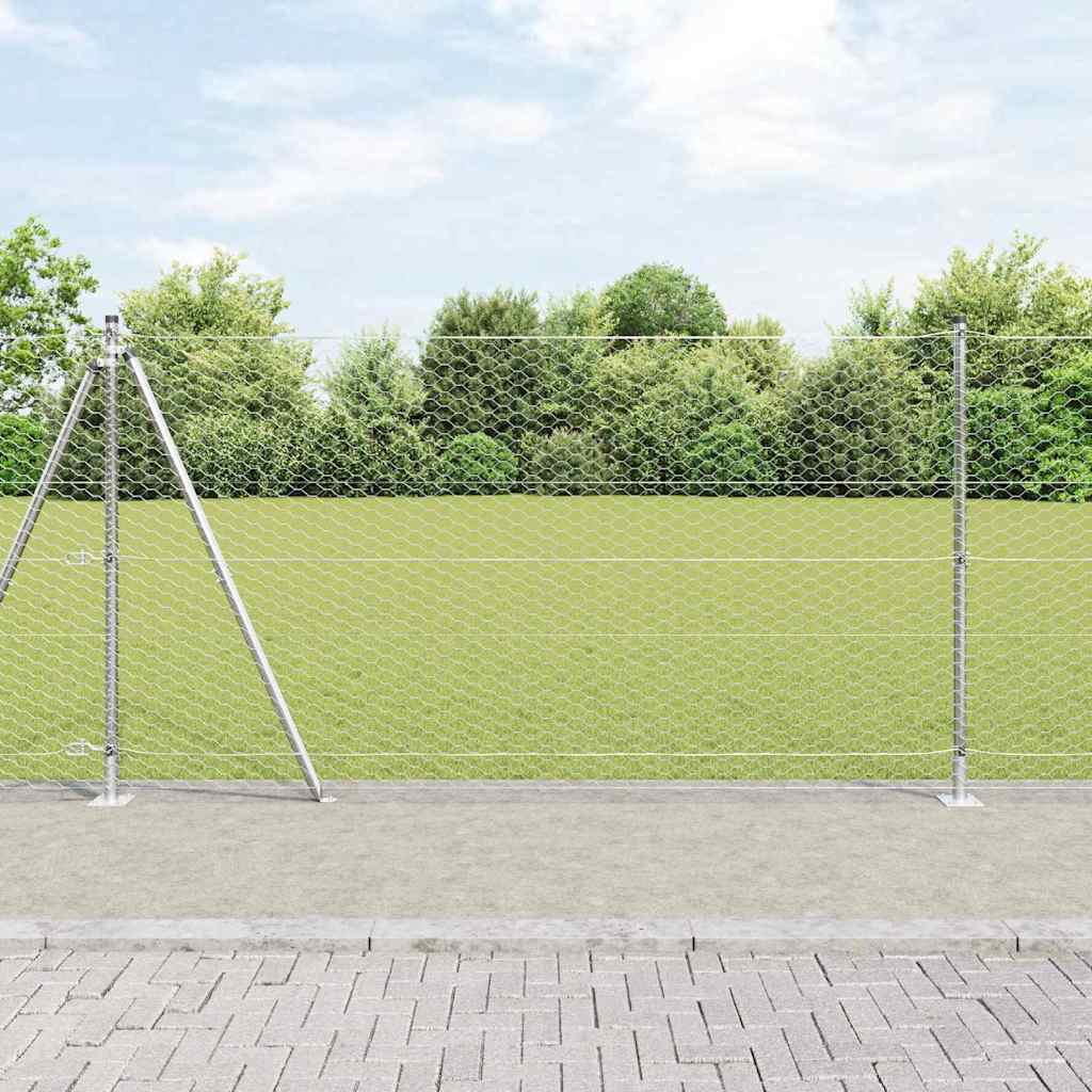 Paletto per recinzione Vidaxl argento 25 x 1,2 m (maglia 36 mm) in acciaio