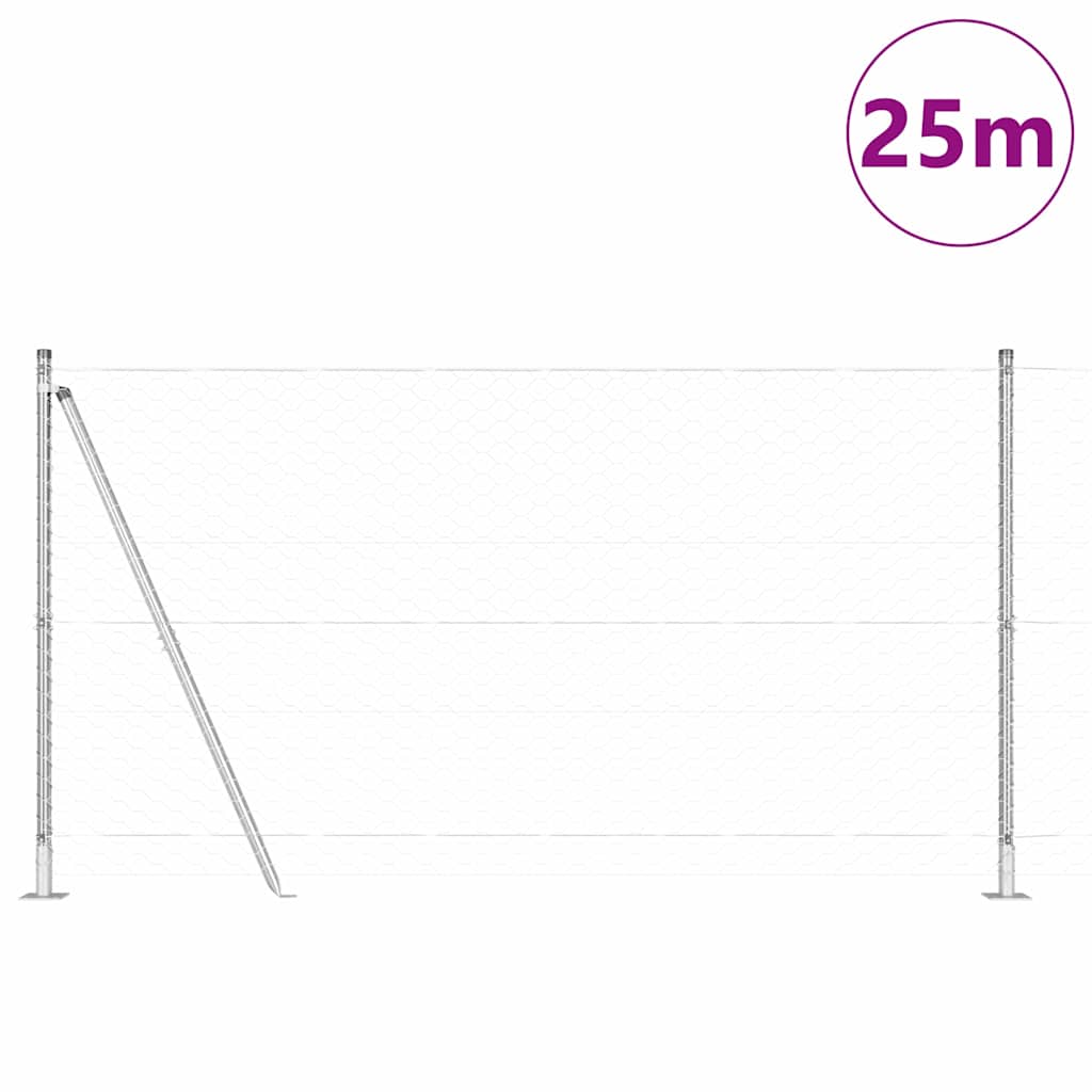 Poste para valla Vidaxl plateado 25 x 1,2 m (malla 50 mm) acero