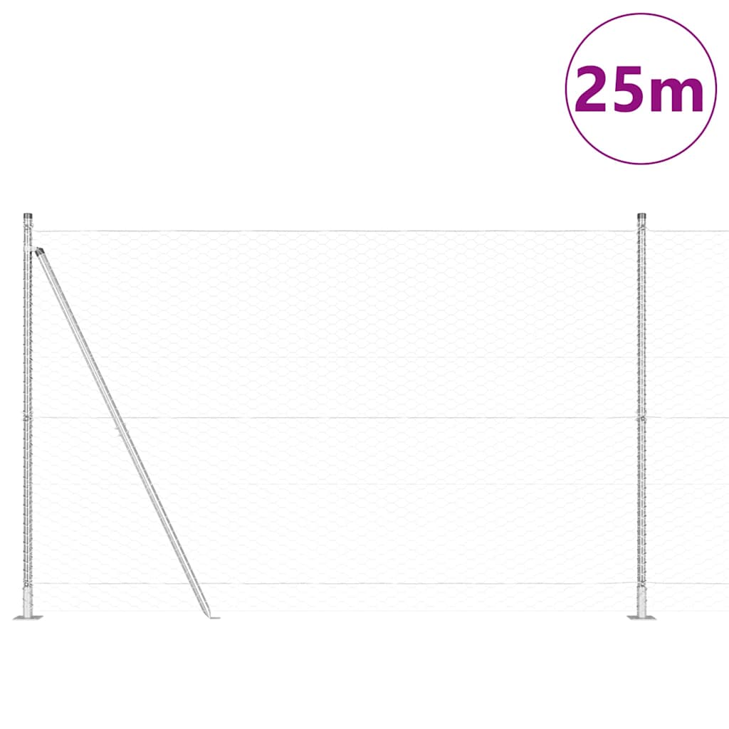 Poste para valla Vidaxl plateado 25 x 1,5 m (malla de 36 mm) acero