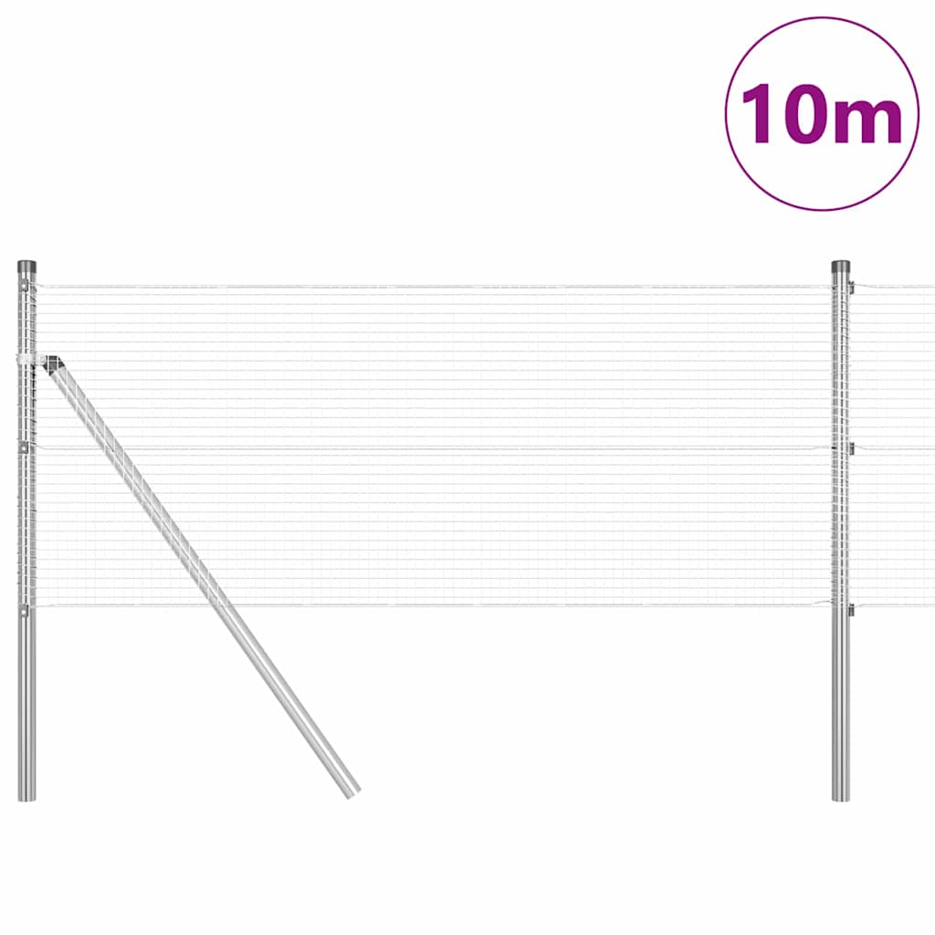 Vidaxl afrasteringspaal zilver 10 x 0,4 m (16 x 16 mm gaas) staal