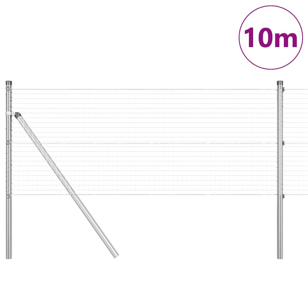 Vidaxl afrasteringspaal zilver 10 x 0,5 m (25 x 25 mm gaas) staal