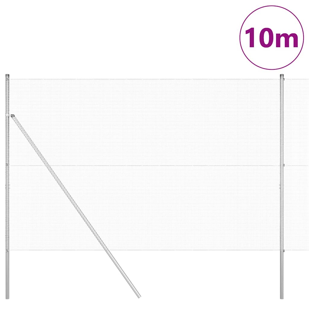 Vidaxl afrasteringspaal zilver 10 x 1,6 m (12 x 12 mm gaas) staal