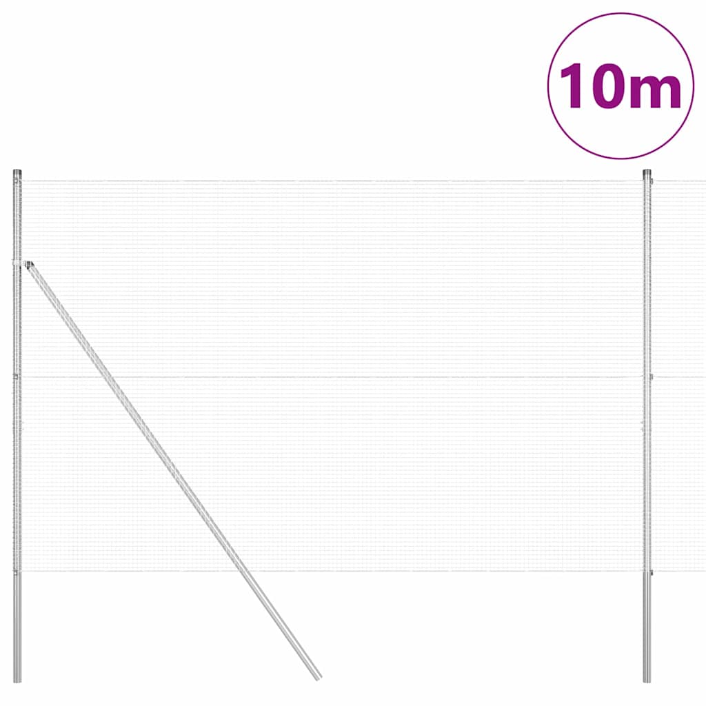Vidaxl afrasteringspaal zilver 10 x 1,6 m (16 x 16 mm gaas) staal