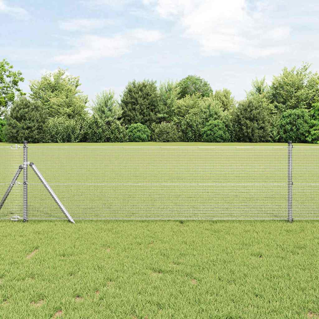 Poste para valla Vidaxl plateado 25 x 0,5 m (malla 12 x 12 mm) acero