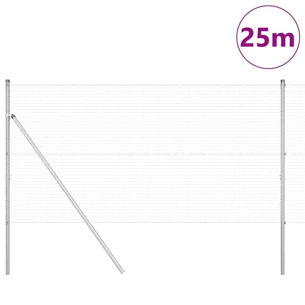 Poste para valla Vidaxl plateado 25 x 1,2 m (malla 25 x 25 mm) acero
