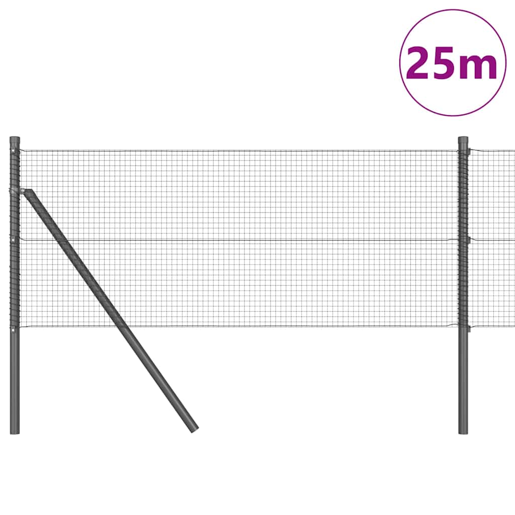 Vidaxl afrasteringspaal grijs 25 x 0,8 m (16 x 16 mm heknet)