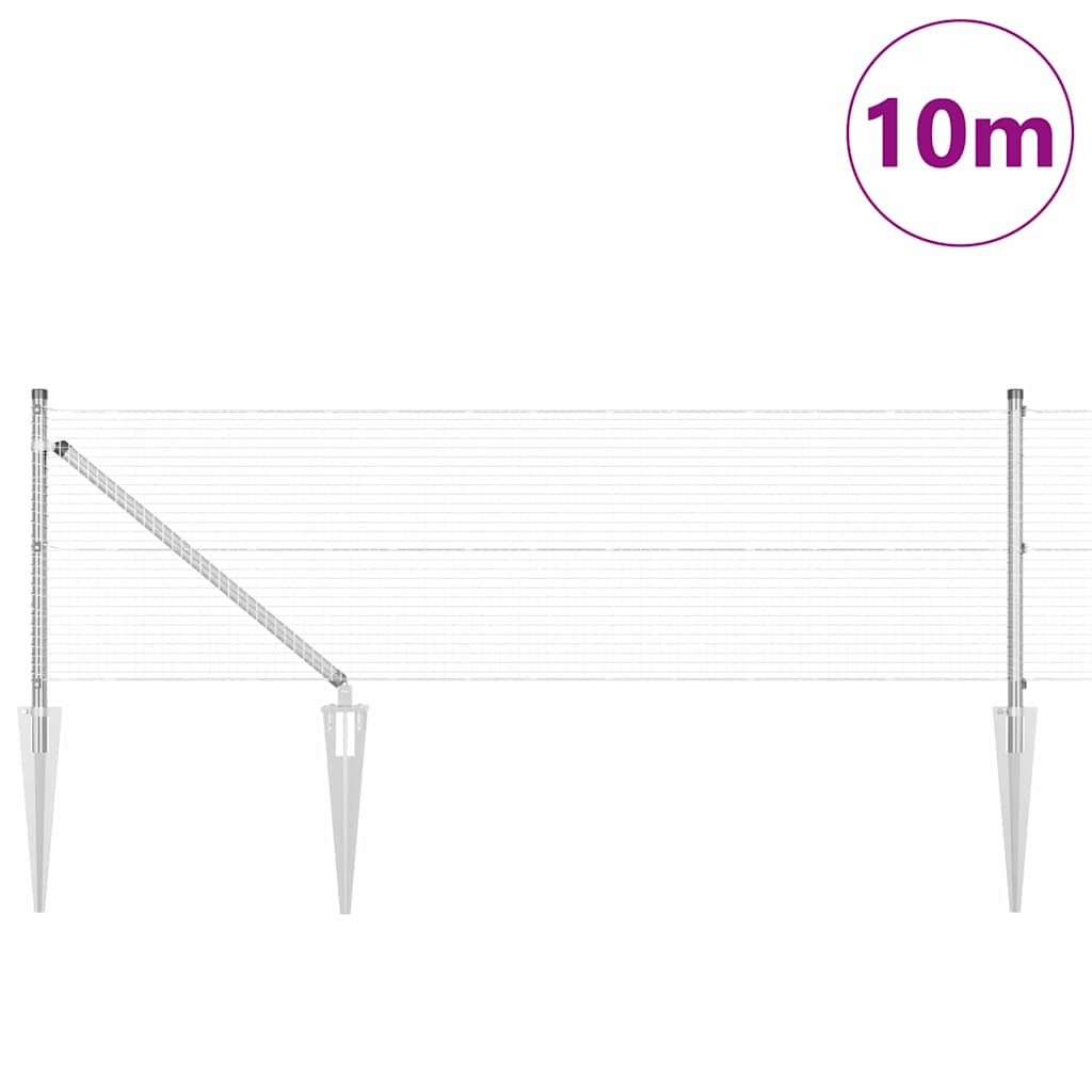 Poste para valla Vidaxl plateado 10 x 0,4 m (malla 19 x 19 mm) acero