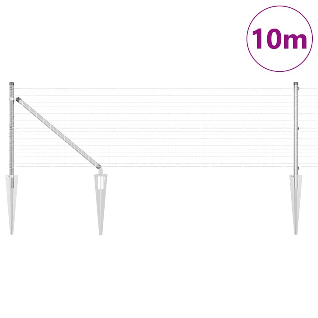 Poste para valla Vidaxl plateado 10 x 0,4 m (malla 25 x 25 mm) acero