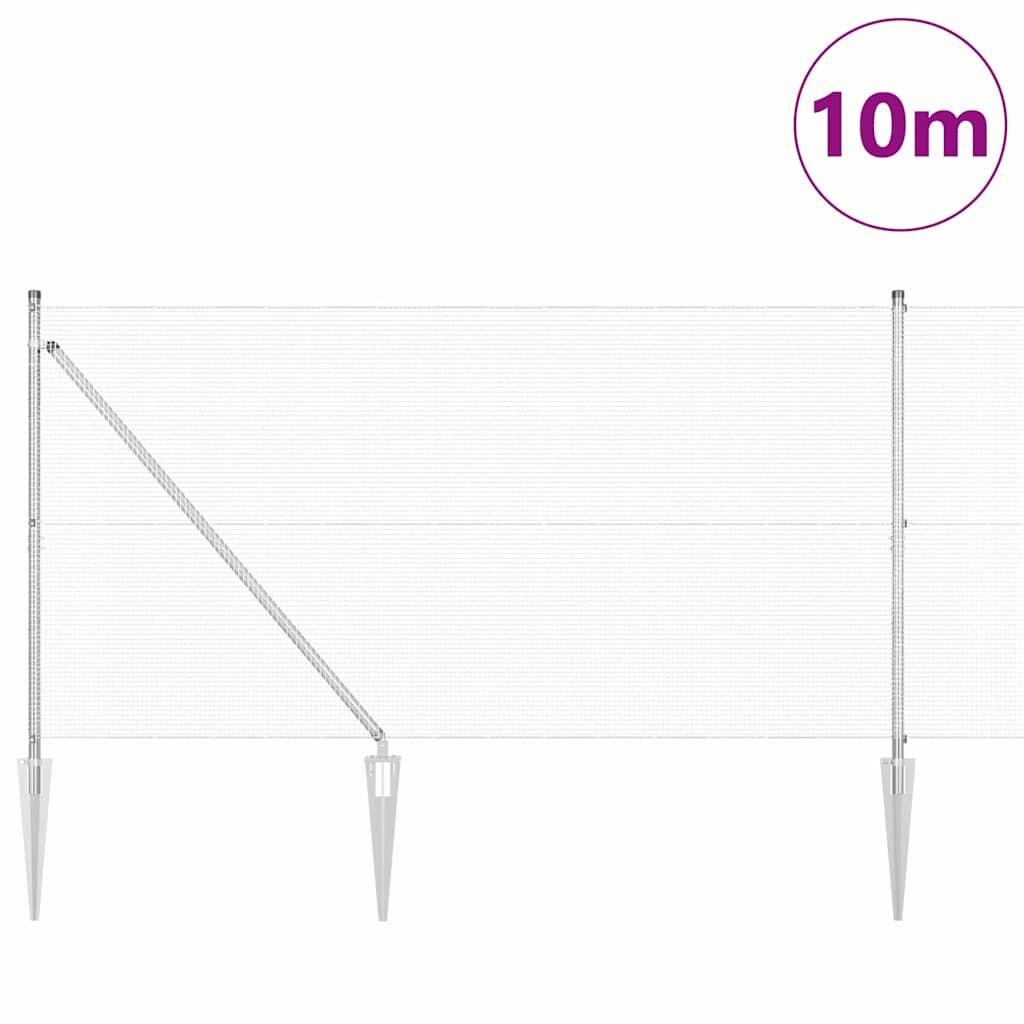 Vidaxl afrasteringspaal zilver 10 x 1,2 m (12 x 12 mm gaas) staal