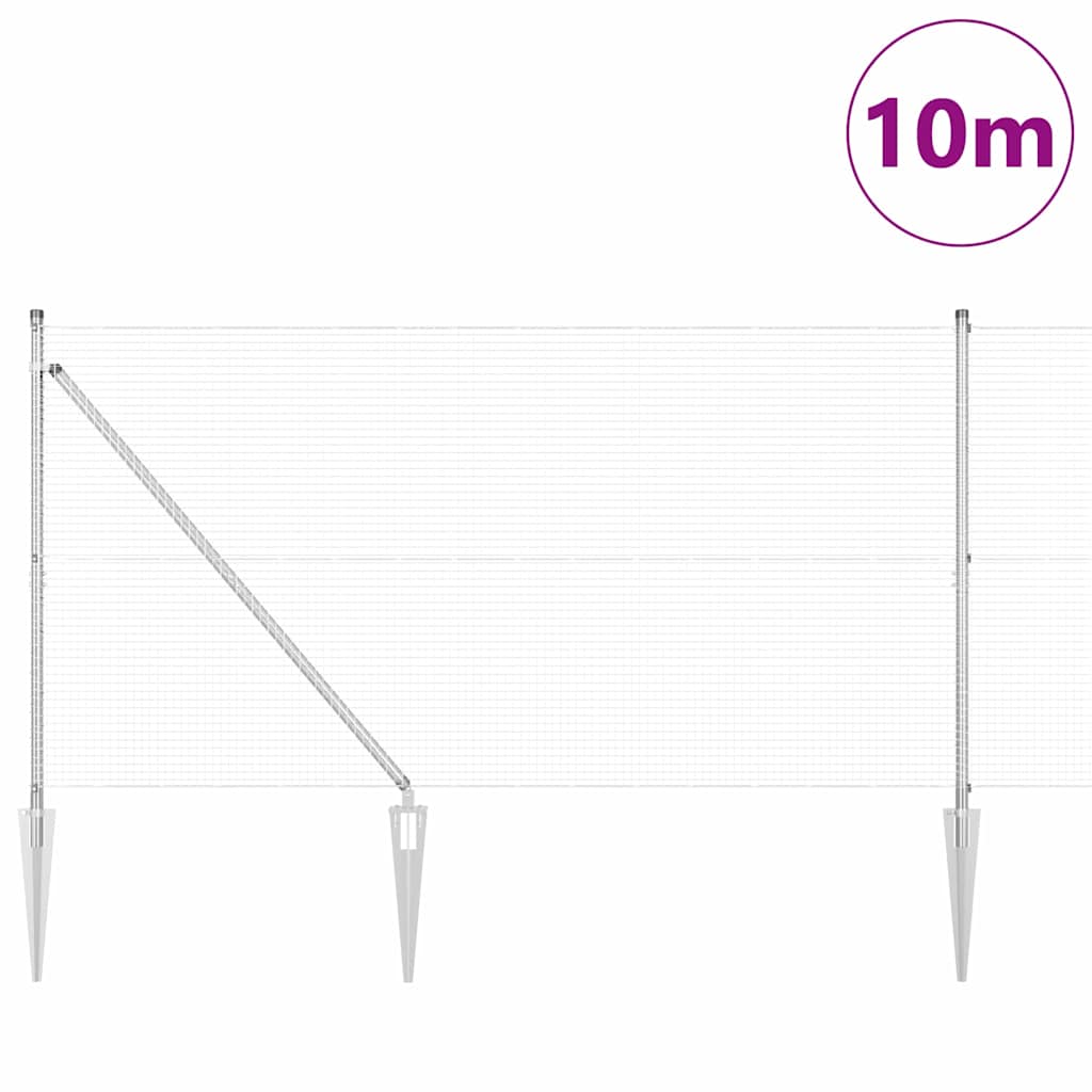Poste para valla Vidaxl plateado 10 x 1,2 m (malla 19 x 19 mm) acero