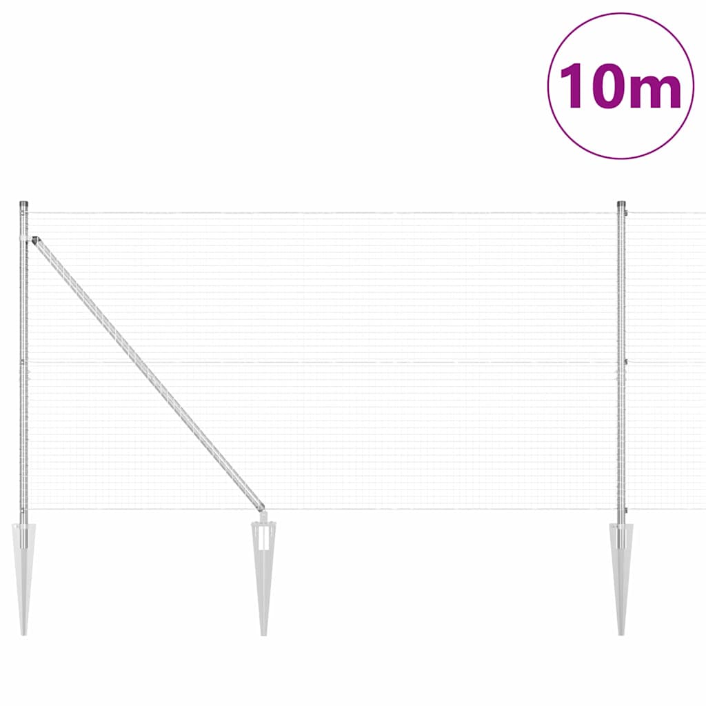 Poste para valla Vidaxl plateado 10 x 1,4 m (malla 25 x 25 mm) acero