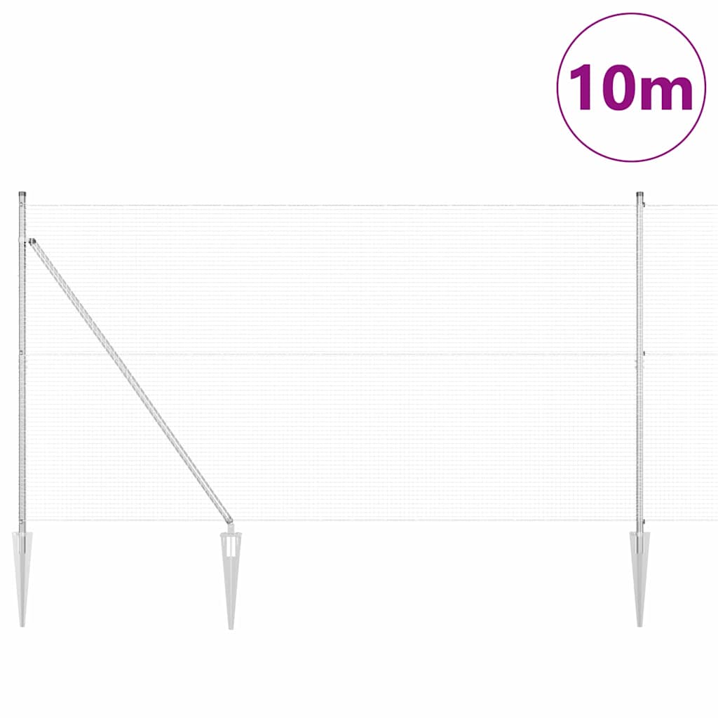 Vidaxl afrasteringspaal zilver 10 x 1,5 m (19 x 19 mm gaas) staal