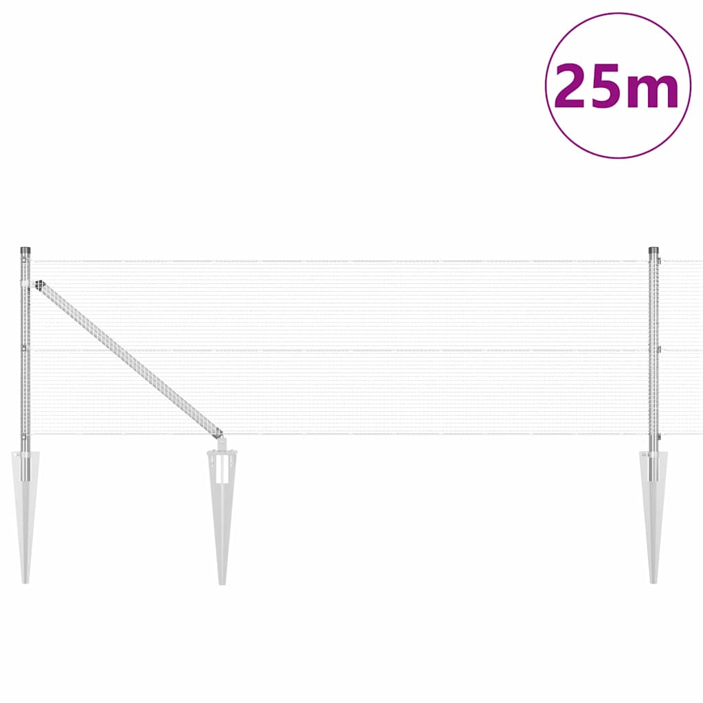 Poste para valla Vidaxl plateado 25 x 0,6 m (malla 12 x 12 mm) acero