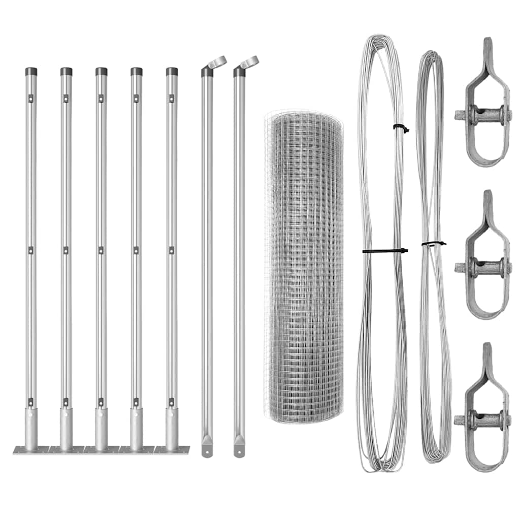 Vidaxl afrasteringspaal zilver 10 x 0,5 m (12 x 12 mm mesh) staal
