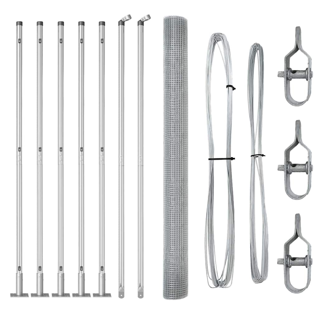 Vidaxl afrasteringspaal zilver 10 x 1,4 m (16 x 16 mm gaas) staal