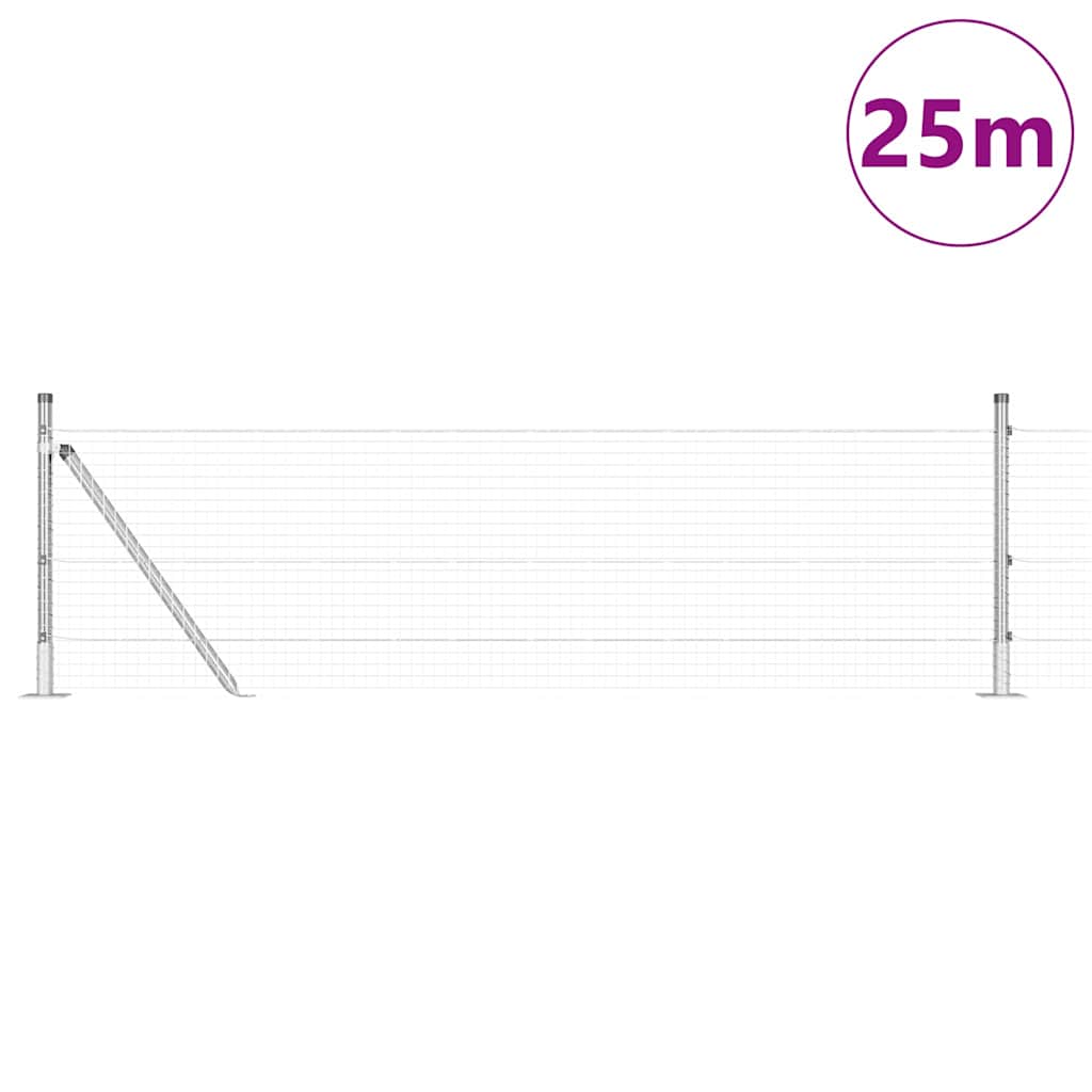 Vidaxl afrasteringspaal zilver 25 x 0,4 m (25 x 25 mm gaas) staal