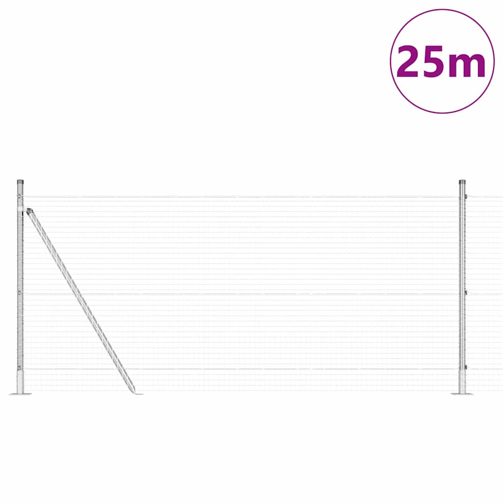 Vidaxl afrasteringspaal zilver 25 x 1 m (25 x 25 mm gaas) staal