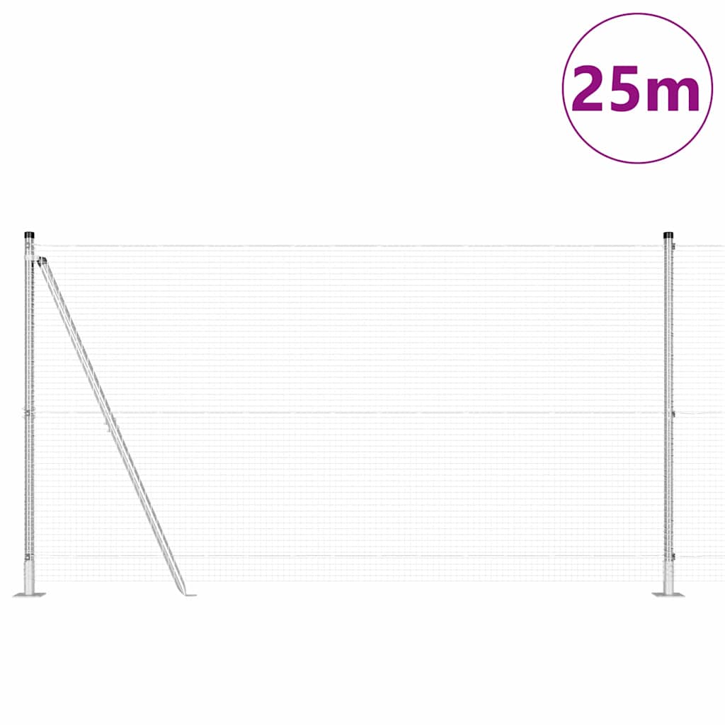 Vidaxl afrasteringspaal zilver 25 x 1,2 m (19 x 19 mm gaas) staal