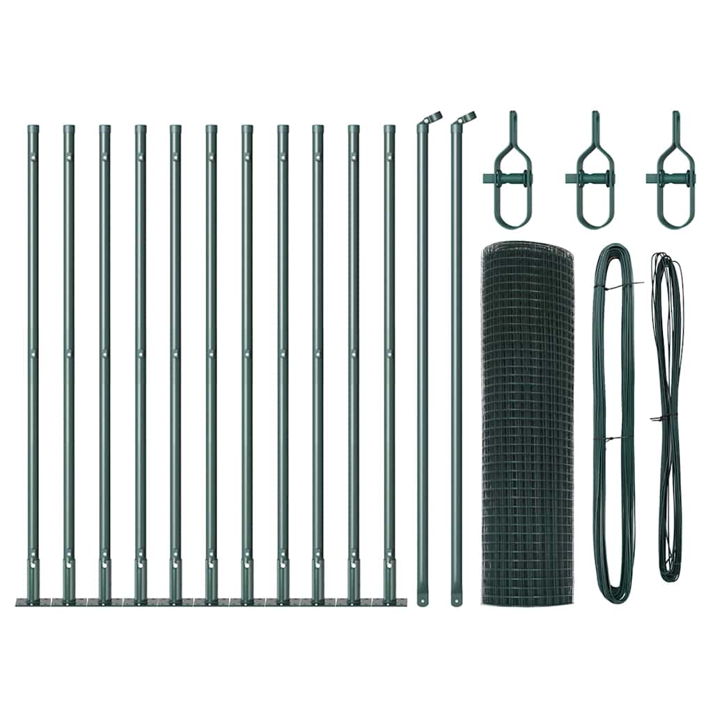 Poste para valla Vidaxl verde 25 x 0,5 m (malla 16 x 16 mm) acero