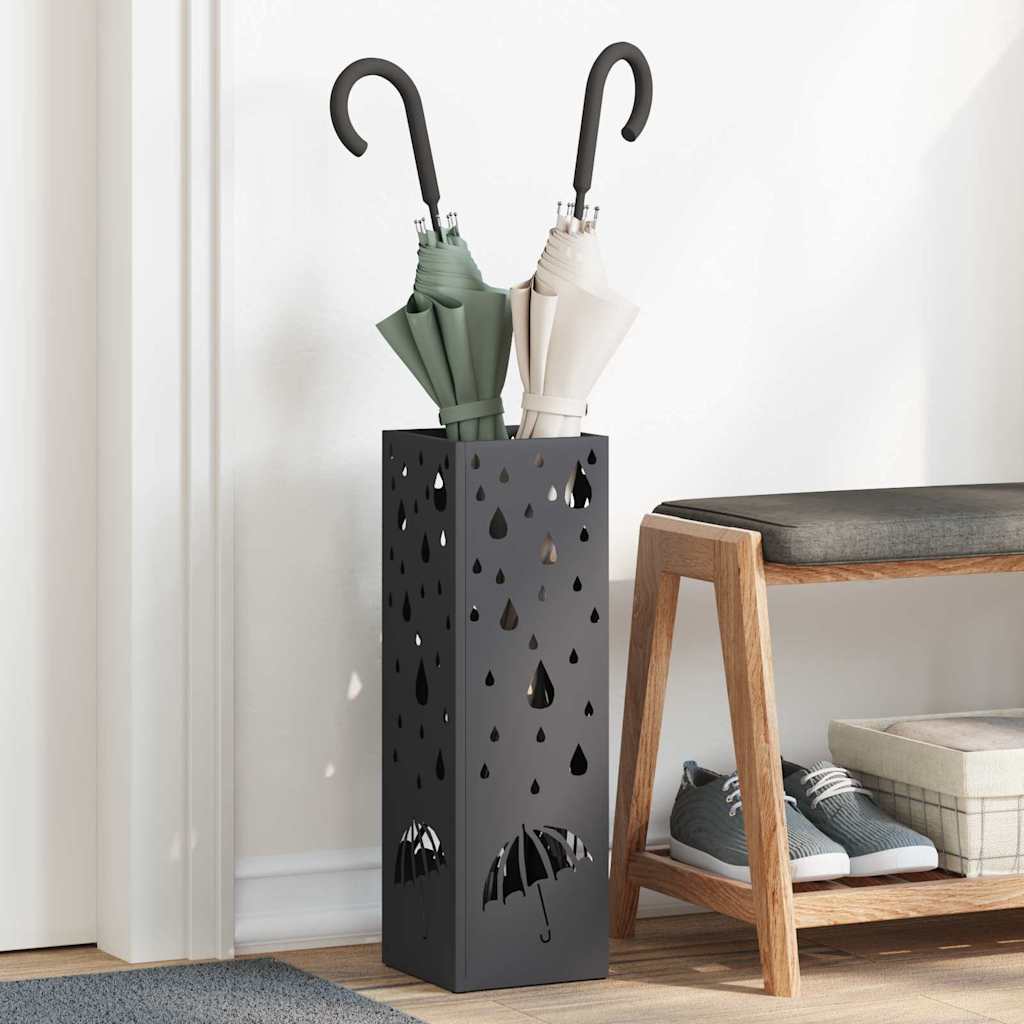 Vidaxx paragüero con almacenamiento negro 15,5 x 15,5 x 49 cm metal