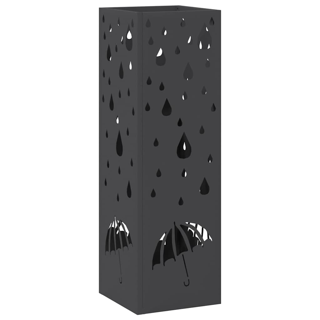 Vidaxl paraplu standaard met opslag zwart 15,5 x 15,5 x 49 cm metaal