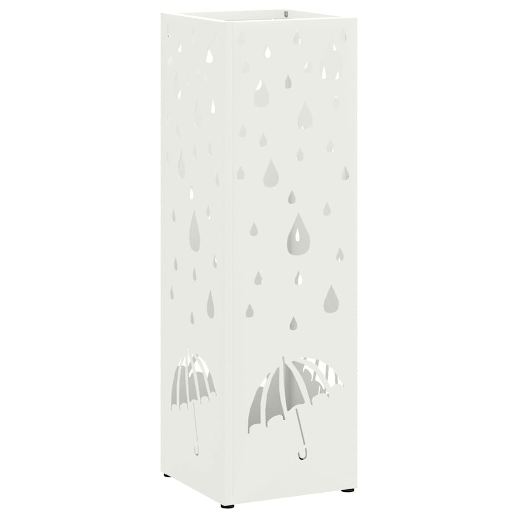 Vidaxl paraplu standaard met opslag wit 15,5 x 15,5 x 49 cm metaal