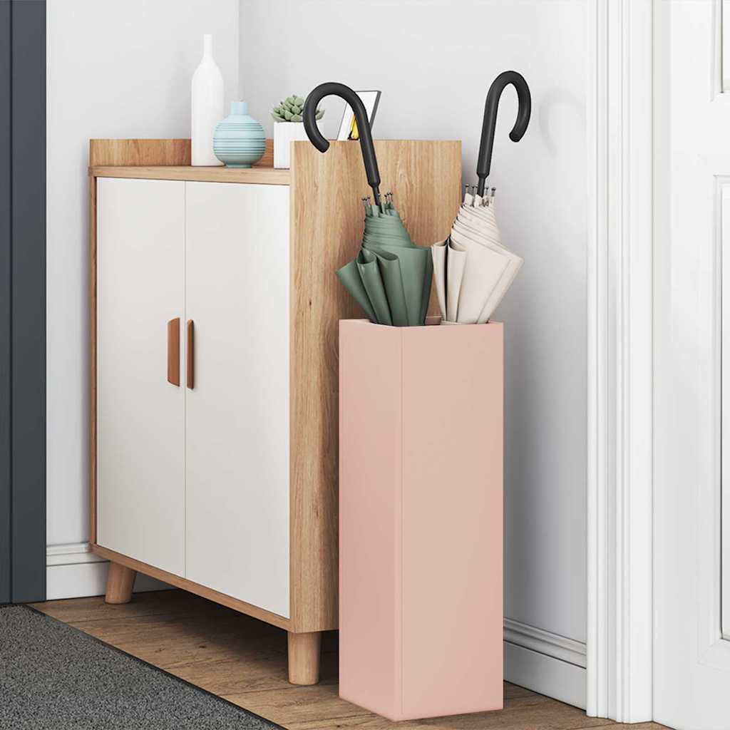 Portaombrelli Vidaxl con contenitore rosa 15,5 x 15,5 x 49 cm in metallo