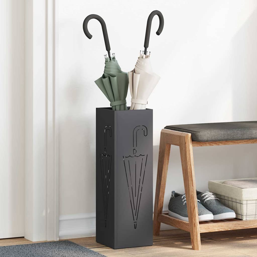 Vidaxx paragüero con almacenamiento negro 15,5 x 15,5 x 49 cm metal