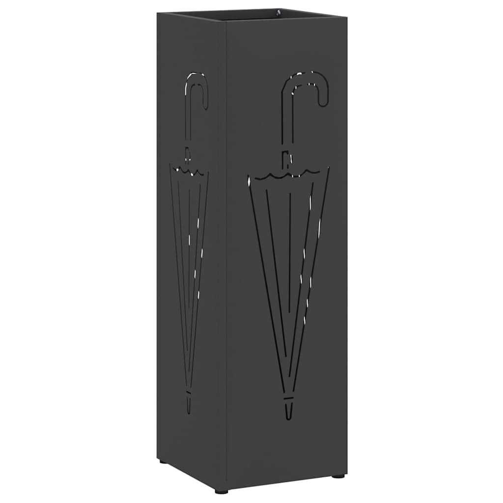 Vidaxl paraplu standaard met opslag zwart 15,5 x 15,5 x 49 cm metaal