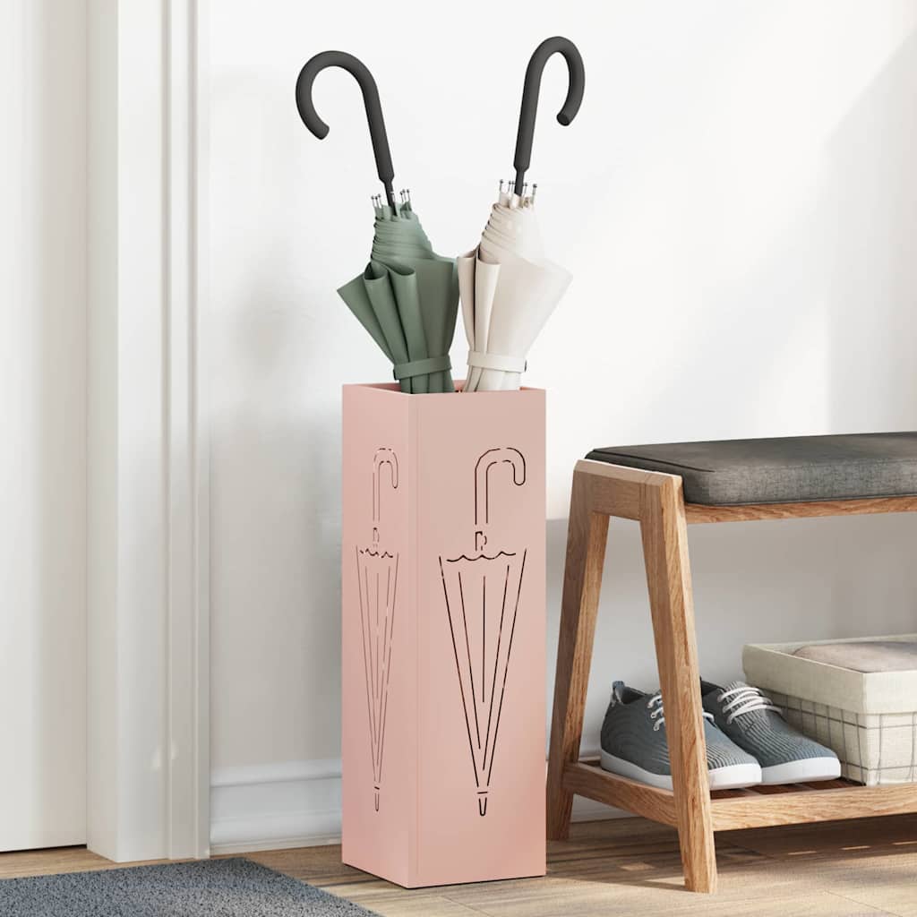 Portaombrelli Vidaxl con contenitore rosa 15,5 x 15,5 x 49 cm in metallo