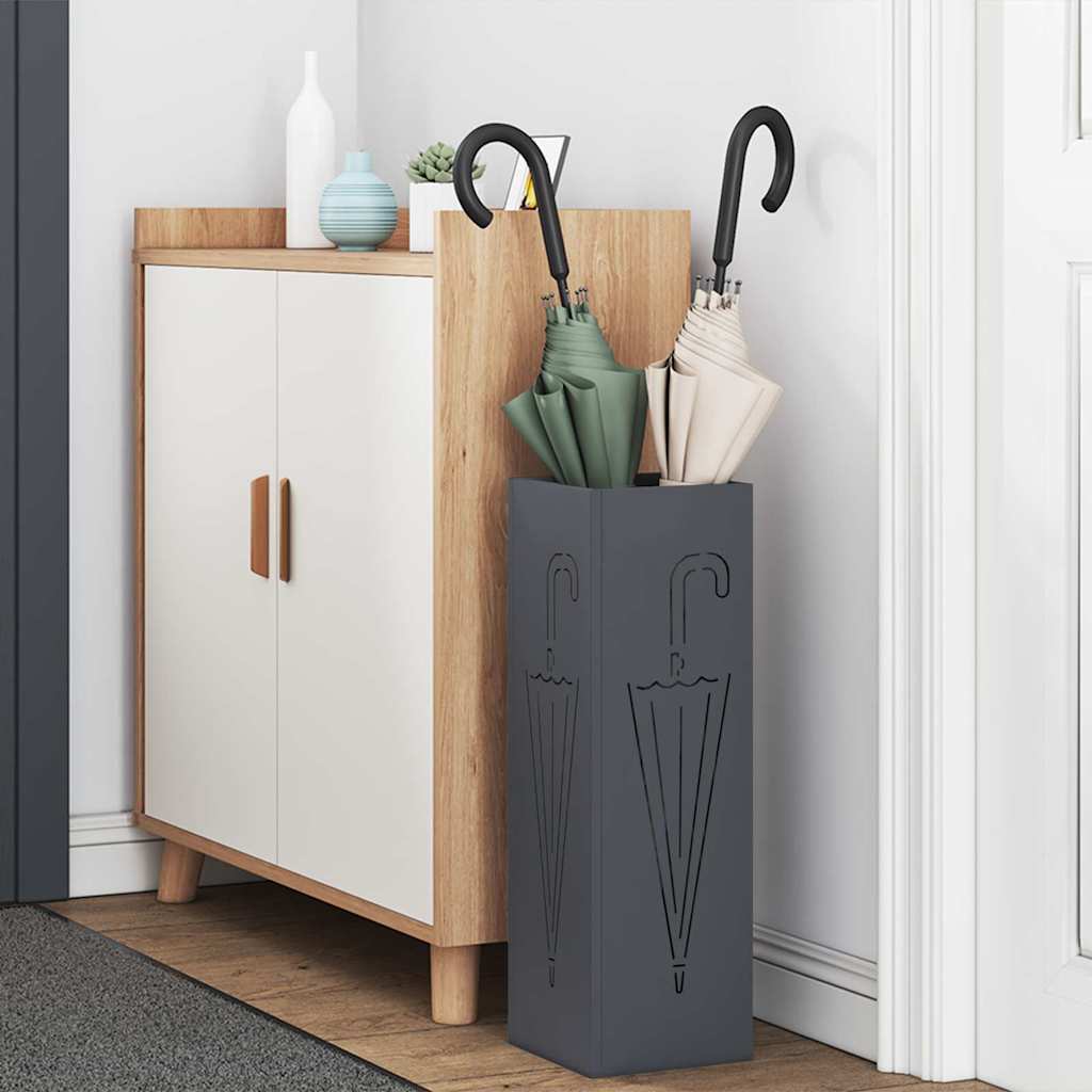 Vidaxl paraplu standaard antraciet 15,5 x 15,5 x 49 cm metaal