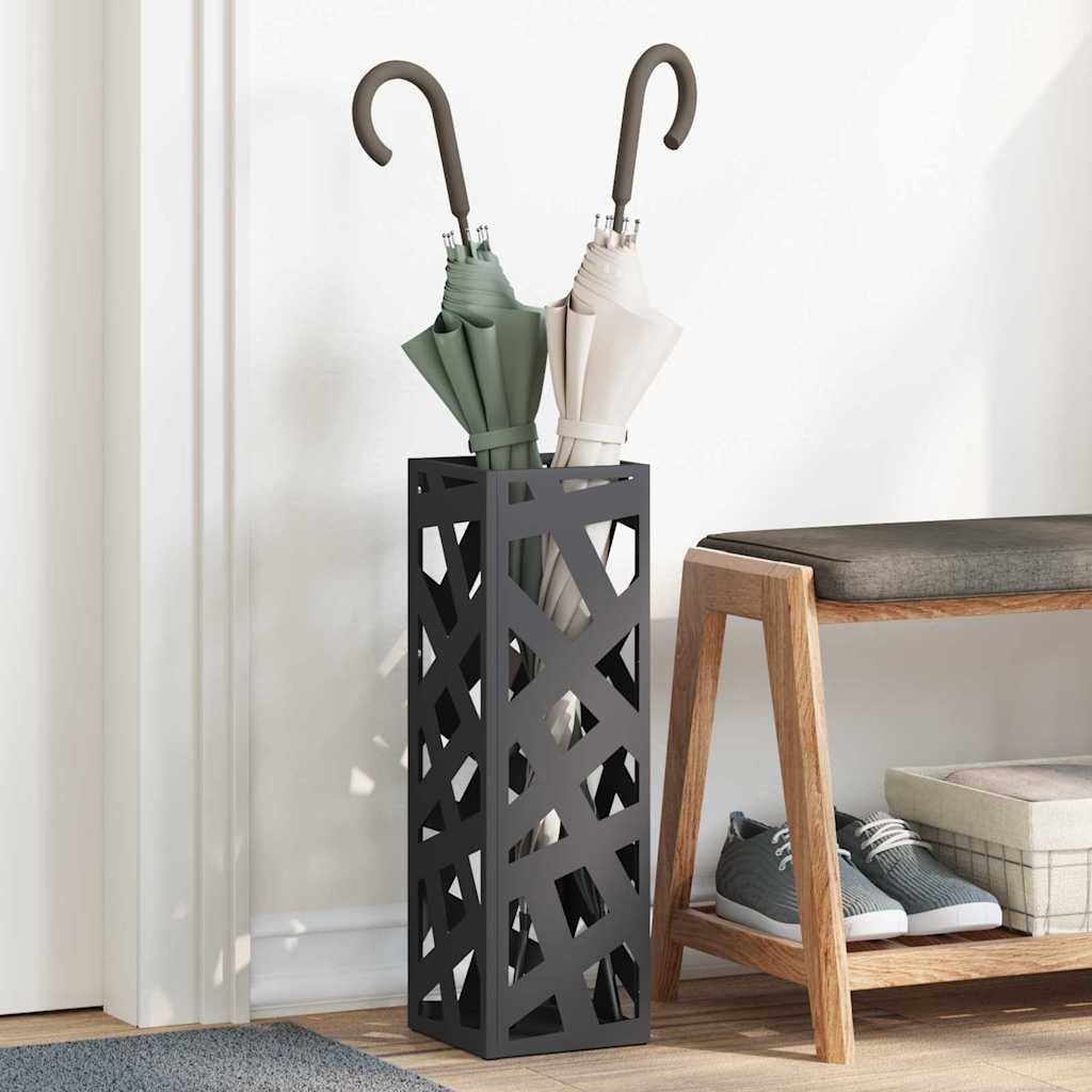 Portaombrelli Vidaxx con contenitore nero 15,5 x 15,5 x 49 cm in metallo