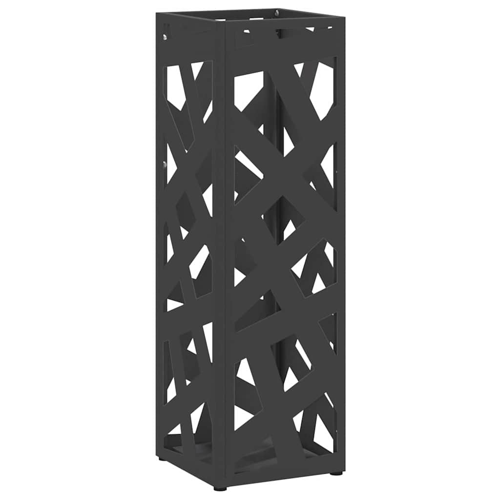 Vidaxl paraplu standaard met opslag zwart 15,5 x 15,5 x 49 cm metaal