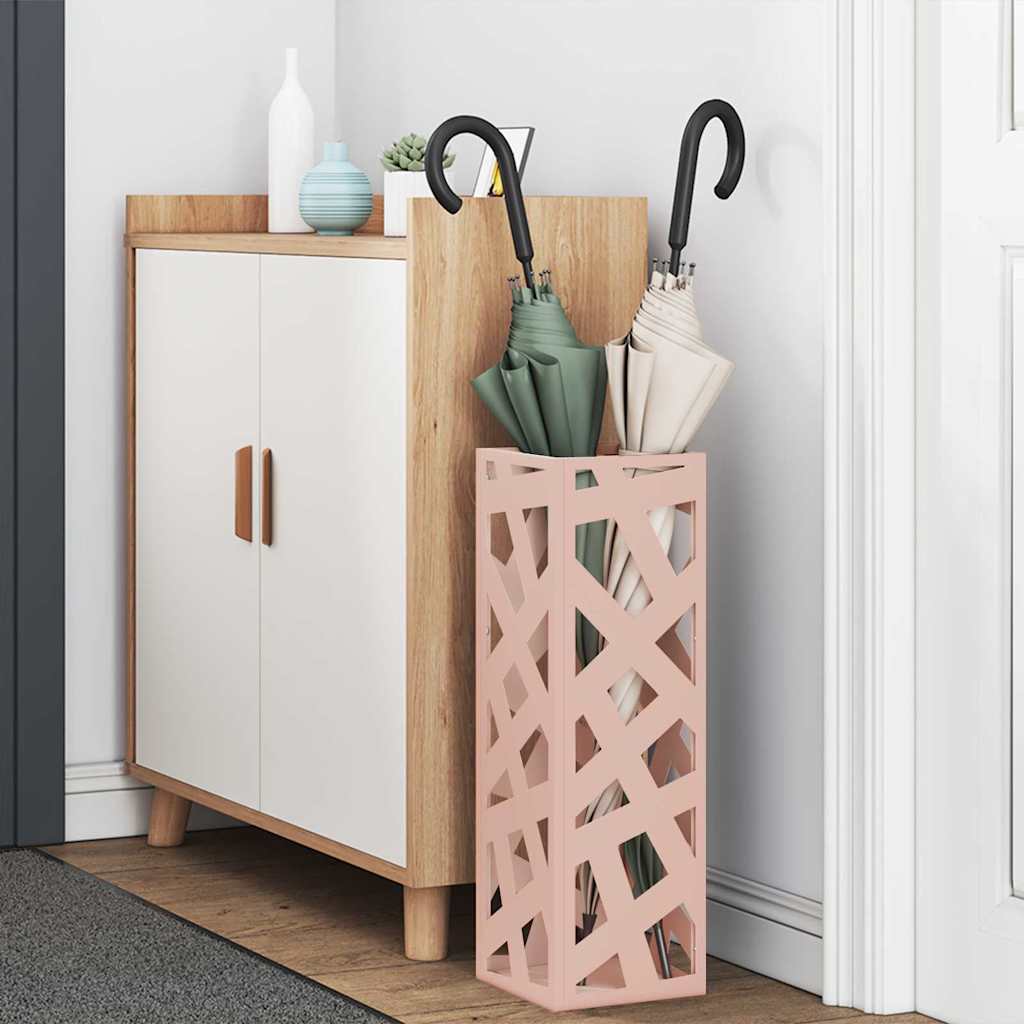 Vidaxl paraplu standaard met opslag roze 15,5 x 15,5 x 49 cm metaal