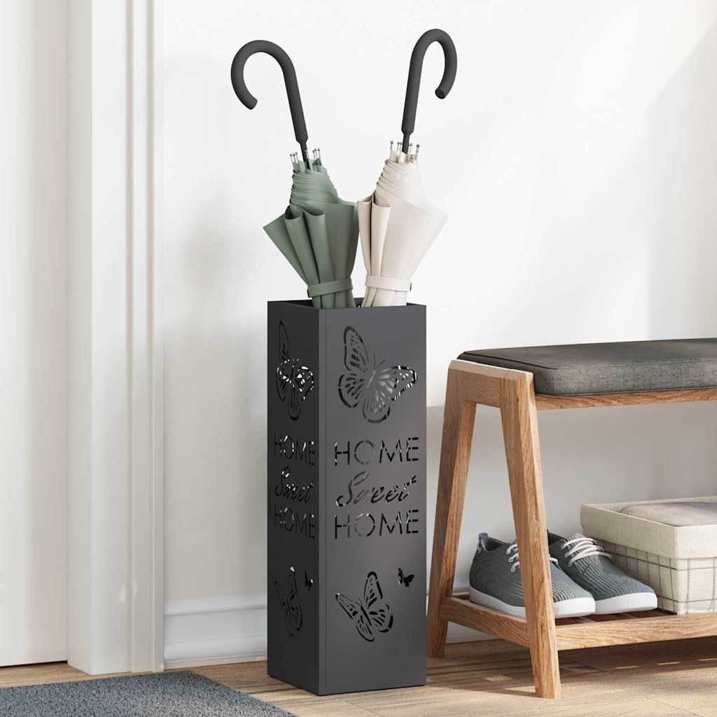 Portaombrelli Vidaxx con contenitore nero 15,5 x 15,5 x 49 cm in metallo
