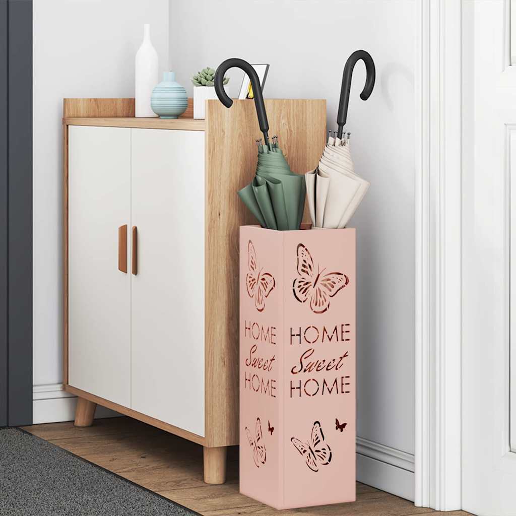 Portaombrelli Vidaxl con contenitore rosa 15,5 x 15,5 x 49 cm in metallo