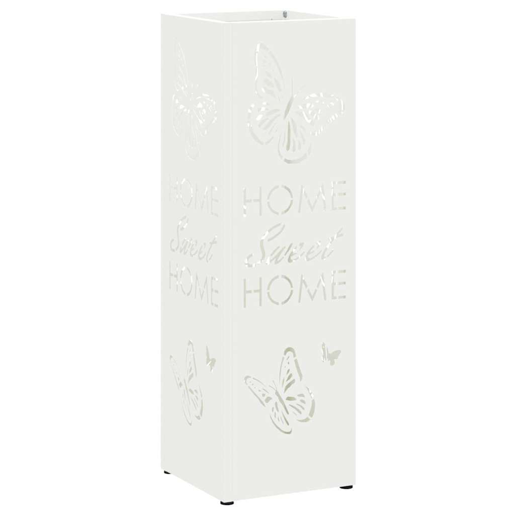 Vidaxl paraplu standaard met opslag wit 15,5 x 15,5 x 49 cm metaal