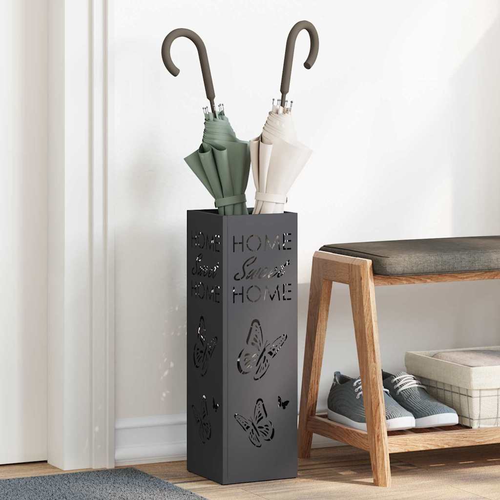 Vidaxx paragüero con almacenamiento negro 15,5 x 15,5 x 49 cm metal