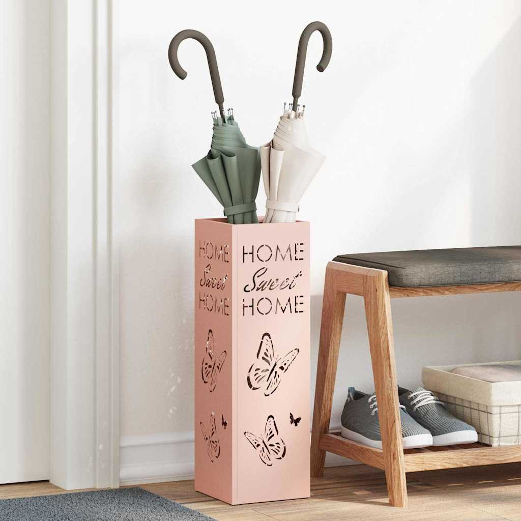 Portaombrelli Vidaxl con contenitore rosa 15,5 x 15,5 x 49 cm in metallo