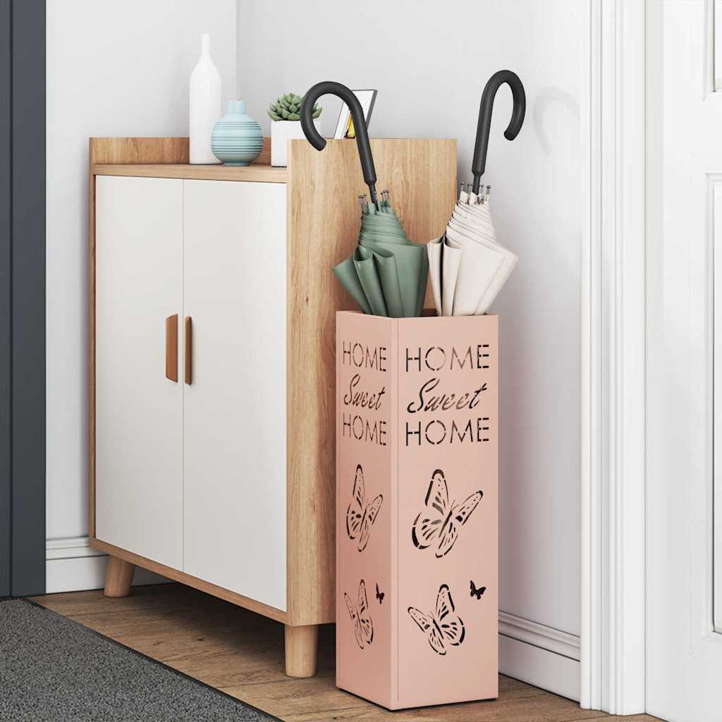 Vidaxl paraplu standaard met opslag roze 15,5 x 15,5 x 49 cm metaal