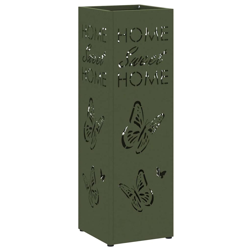Vidaxl paraplu standaard olijfgroen 15,5 x 15,5 x 49 cm metaal