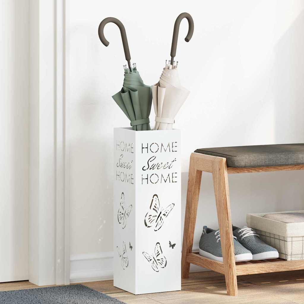 VidaXL paragüero con almacenamiento blanco 15,5 x 15,5 x 49 cm metal