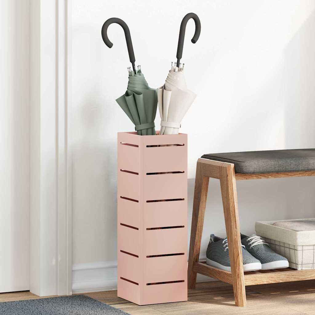 Vidaxl paraplu standaard met opslag roze 15,5 x 15,5 x 49 cm metaal