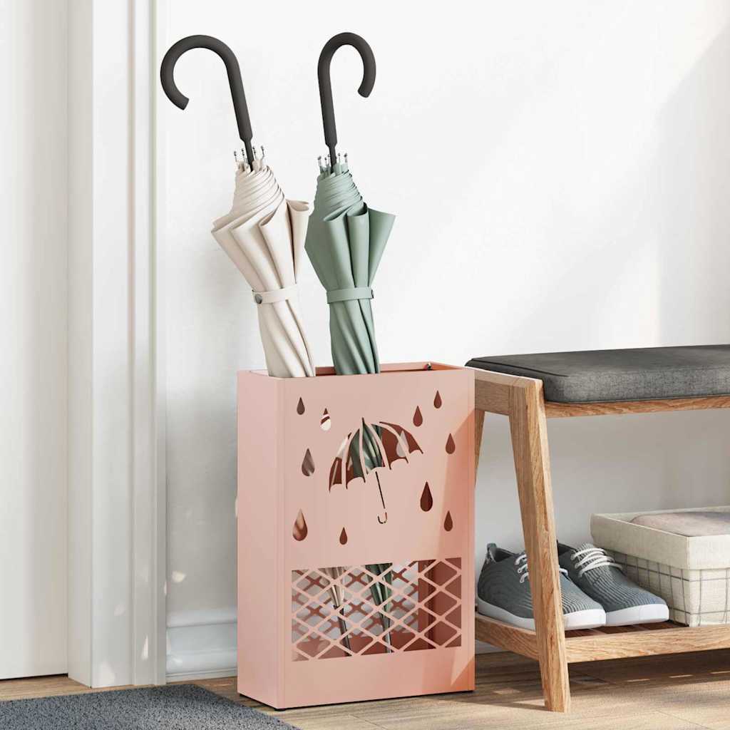 Vidaxl paraplu standaard roze 28 x 12 x 41 cm staal